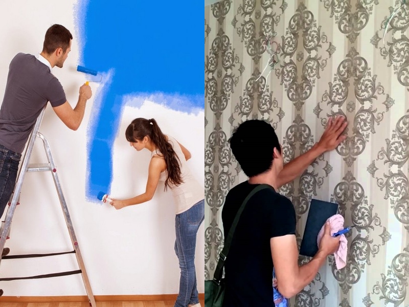 giấy dán tường và sơn cái nào rẻ hơn